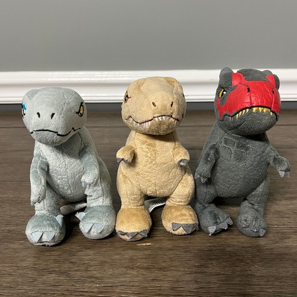 Jurassic World Dominion Dinosaur Plush Lot of 3 Blue Atrociraptor T-Rex - Picture 1 of 4